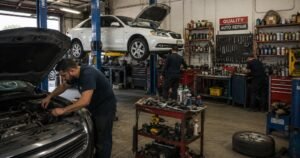 Affordable Auto Care & Tires Sugar Land TX auto repair shop with mechanics servicing vehicles