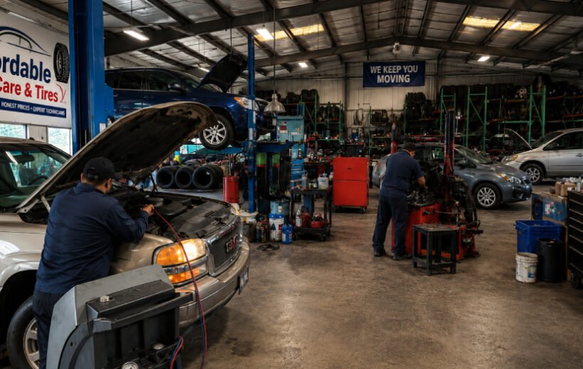Affordable Auto Care & Tires Sugar Land TX auto repair shop with mechanics servicing vehicles